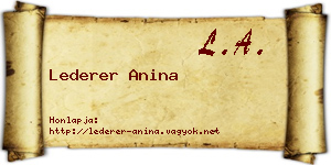 Lederer Anina névjegykártya